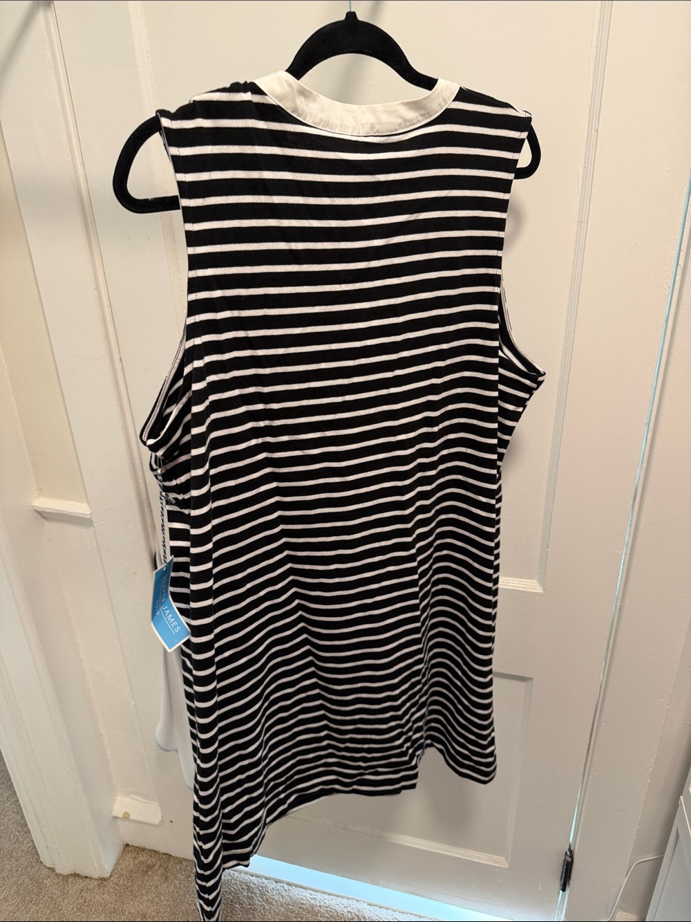 Draper James Black and White Striped Strapless Dress with Contrast Trim - Picture 3 of 4
